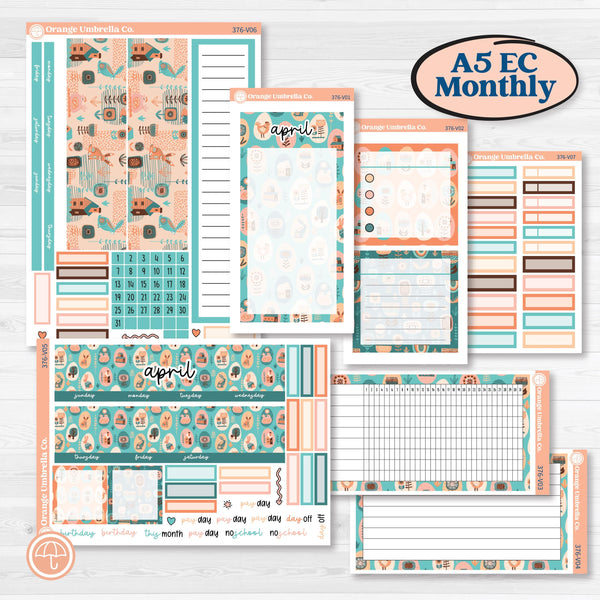 Easter Folk Art Kit | A5 Erin Condren Monthly & Dashboard Planner Kit Stickers | Some Bunny | KIT-376-V