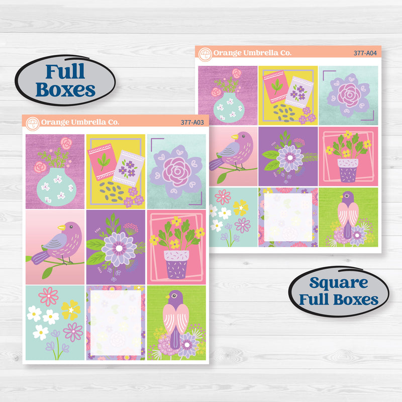 Bird Butterfly and Flower Kit | Weekly Sticker Kit for Vertical Planners like Erin Condren | Very Violet | KIT-377-A