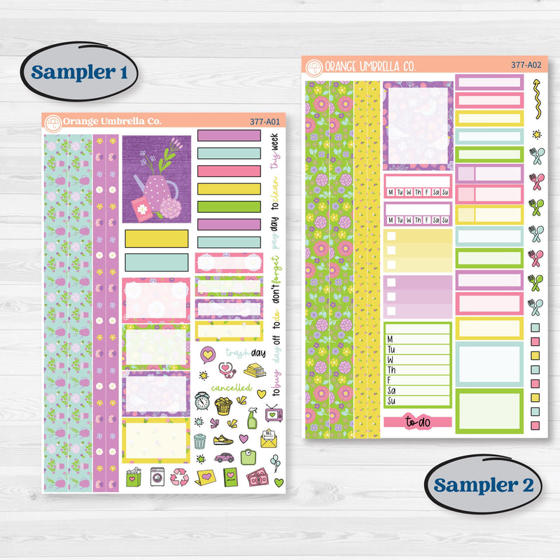 Bird Butterfly and Flower Kit | Weekly Sticker Kit for Vertical Planners like Erin Condren | Very Violet | KIT-377-A