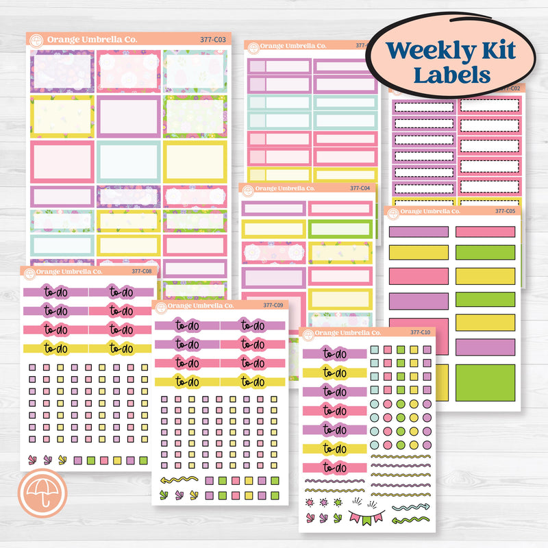 Bird Butterfly and Flower Kit | Weekly Add-On Labels Planner Kit Stickers | Very Violet | KIT-377-C