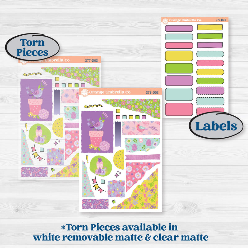 Bird Butterfly and Flower Kit | Journaling Kit Planner Stickers | Very Violet | KIT-377-D