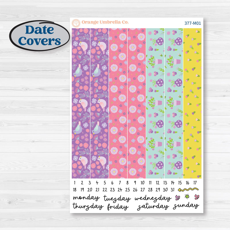 Bird Butterfly and Flower Kit | 7x9 Erin Condren Daily Duo Planner Kit Stickers | Very Violet | KIT-377-M