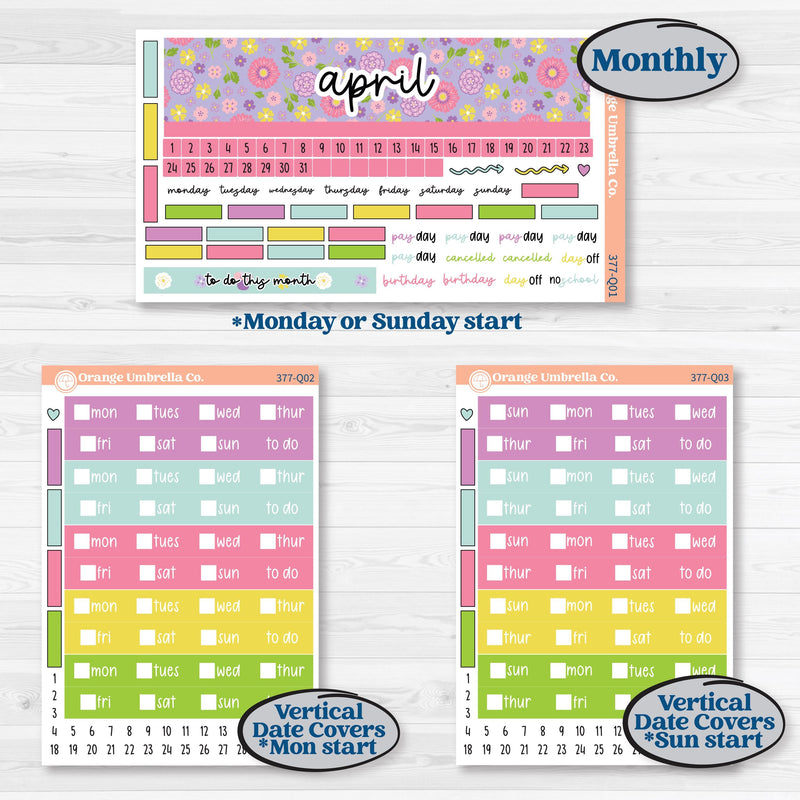 Bird Butterfly and Flower Kit | Laurel Denise Standard Vertical & Horizontal Planner Kit Stickers | Very Violet | KIT-377-Q