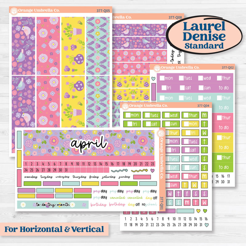 Bird Butterfly and Flower Kit | Laurel Denise Standard Vertical & Horizontal Planner Kit Stickers | Very Violet | KIT-377-Q