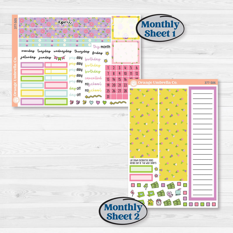 Bird Butterfly and Flower Kit | A5 Plum Monthly & Dashboard Planner Kit Stickers | Very Violet | KIT-377-S