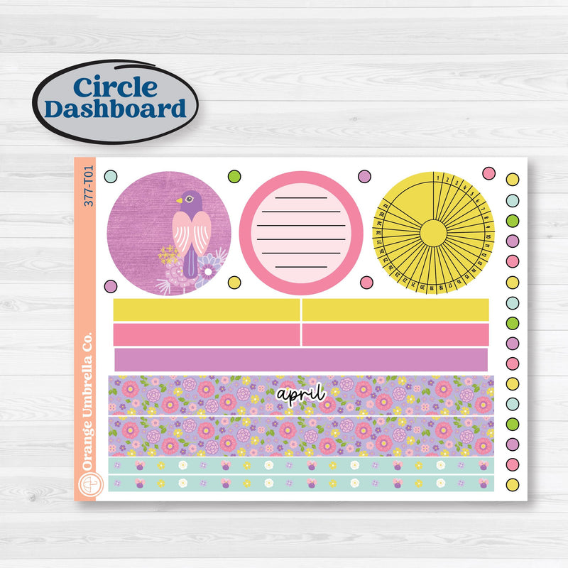 Bird Butterfly and Flower Kit | 7x9 Plum Monthly & Dashboard Planner Kit Stickers | Very Violet | KIT-377-T