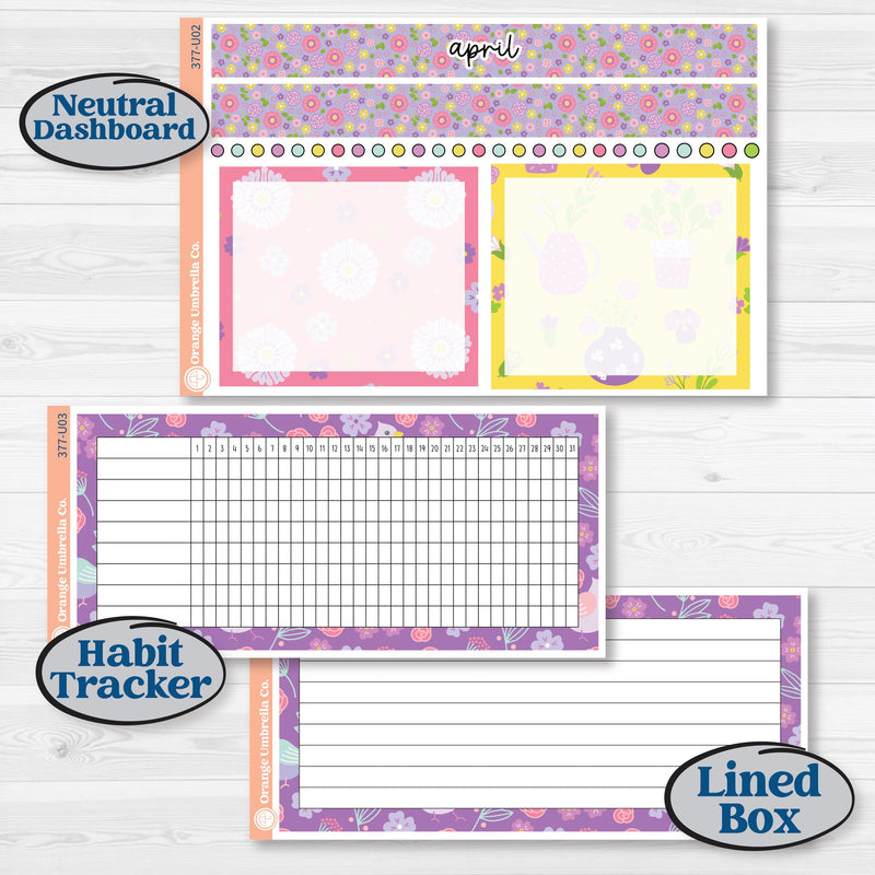 Bird Butterfly and Flower Kit | 8.5x11 Plum Monthly & Dashboard Planner Kit Stickers | Very Violet | KIT-377-U