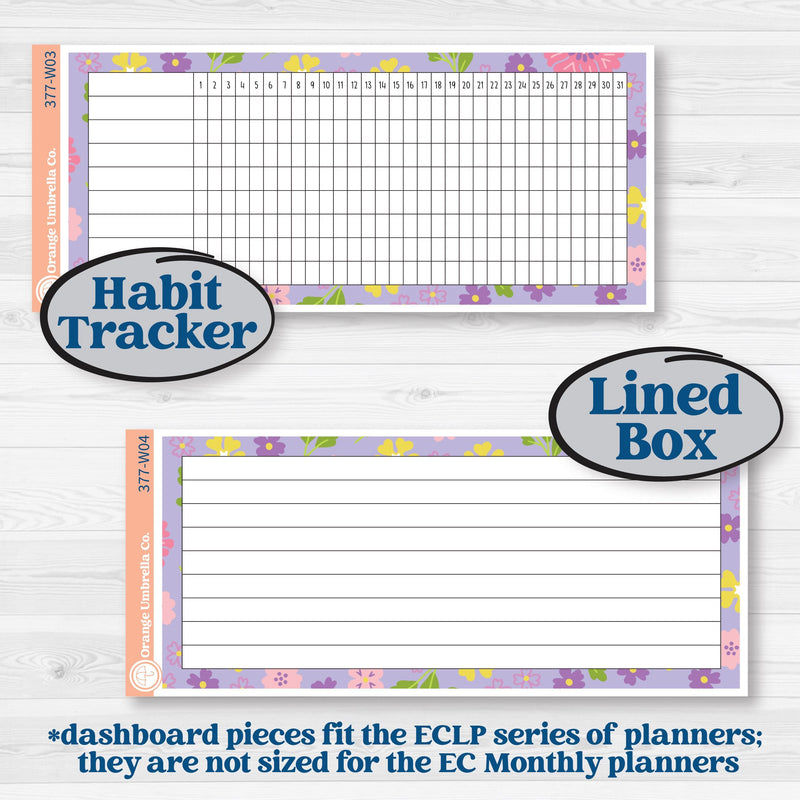 Bird Butterfly and Flower Kit | 7x9 Erin Condren Life Planner Monthly & Dashboard Planner Kit Stickers | Very Violet | KIT-377-W