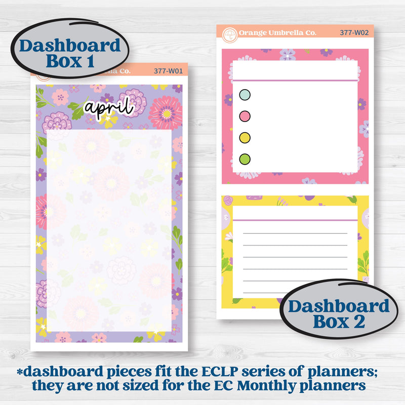 Bird Butterfly and Flower Kit | 7x9 Erin Condren Life Planner Monthly & Dashboard Planner Kit Stickers | Very Violet | KIT-377-W