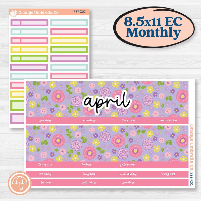 Bird Butterfly and Flower Kit | 8.5 x 11 Erin Condren Monthly Planner Kit Stickers | Very Violet | KIT-377-X