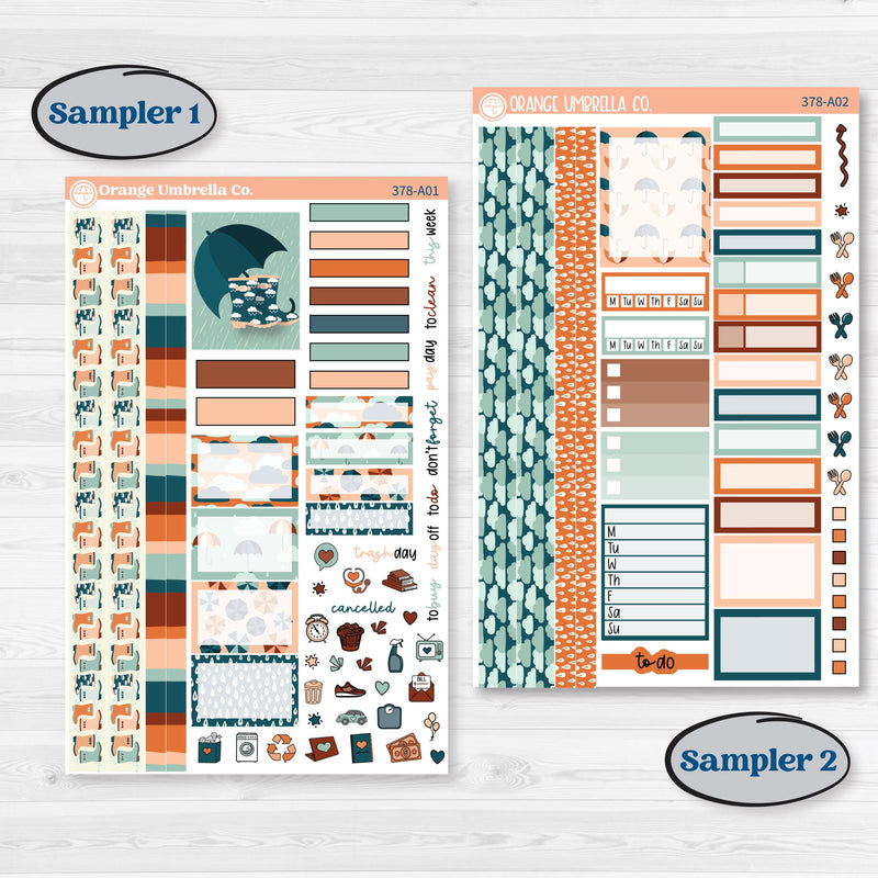 Rainy Day April Kit | Weekly Sticker Kit for Vertical Planners like Erin Condren | Sun Showers | KIT-378-A