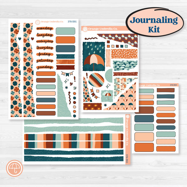 Rainy Day April Kit | Journaling Kit Planner Stickers | Sun Showers | KIT-378-D