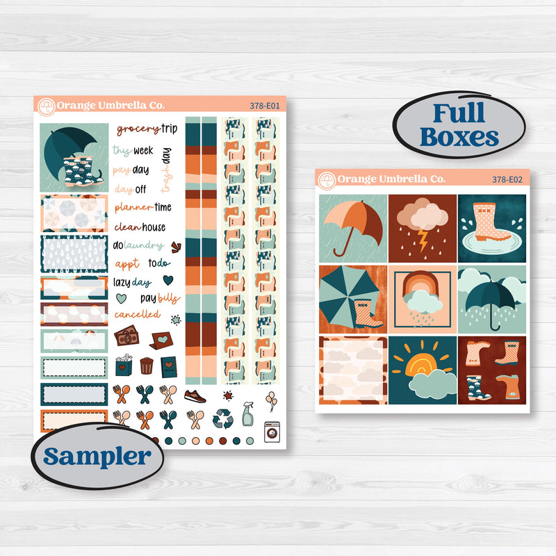 Rainy Day April Kit | Hobonichi Cousin Weekly & Daily Planner Kit Stickers | Sun Showers | KIT-378-E