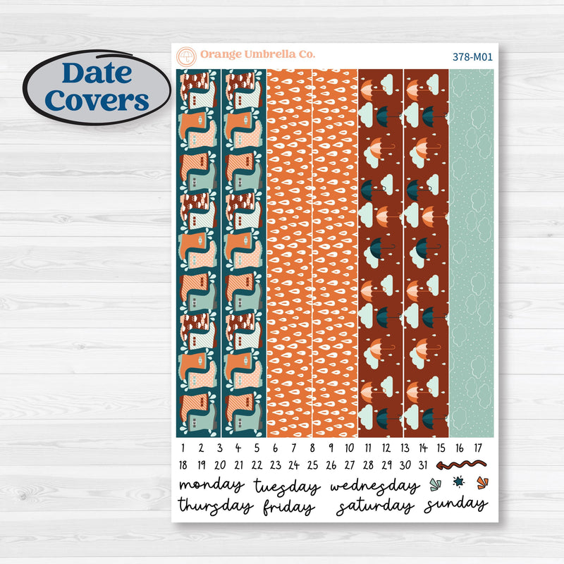 Rainy Day April Kit | 7x9 Erin Condren Daily Duo Planner Kit Stickers | Sun Showers | KIT-378-M