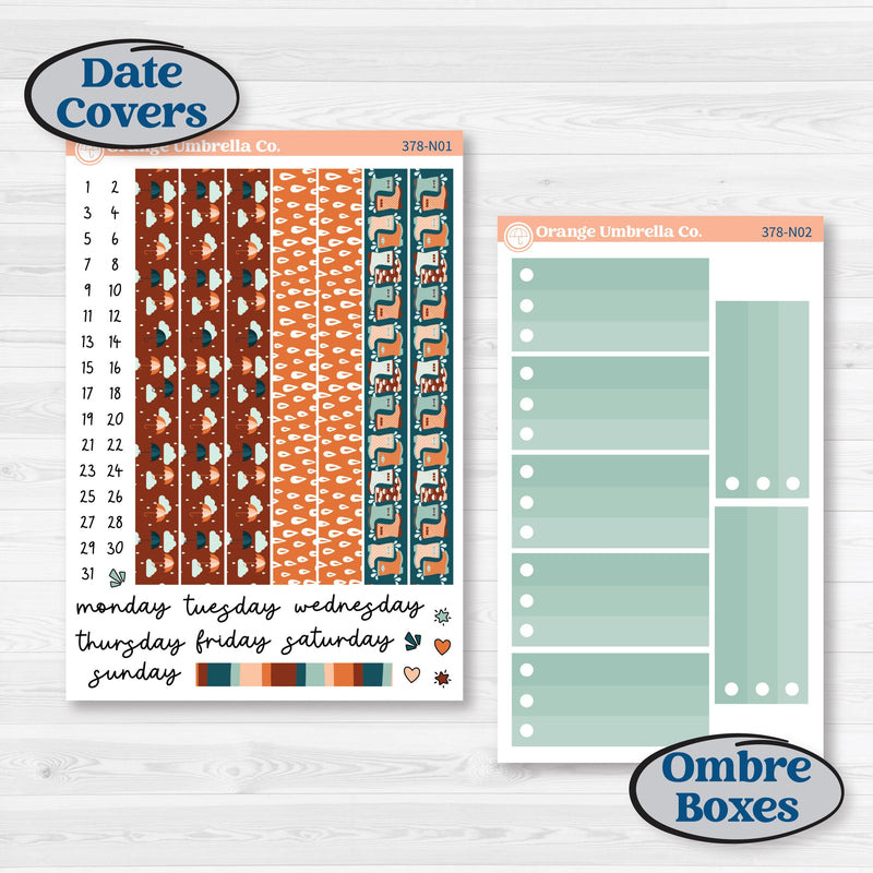 Rainy Day April Kit | A5 Plum Daily Planner Kit Stickers | Sun Showers | KIT-378-N