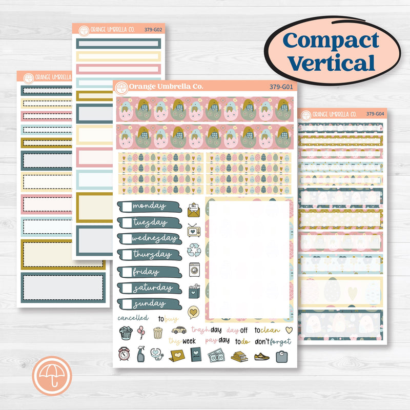 Spring Easter Kit | A5 Compact Vertical Planner Kit Stickers for Erin Condren | Eggcellent | KIT-379-G