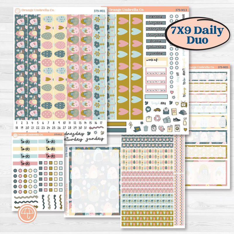 Spring Easter Kit | 7x9 Erin Condren Daily Duo Planner Kit Stickers | Eggcellent | KIT-379-M