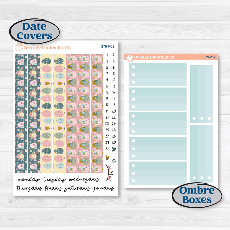 Spring Easter Kit | 7x9 Plum Daily Planner Kit Stickers | Eggcellent | KIT-379-P