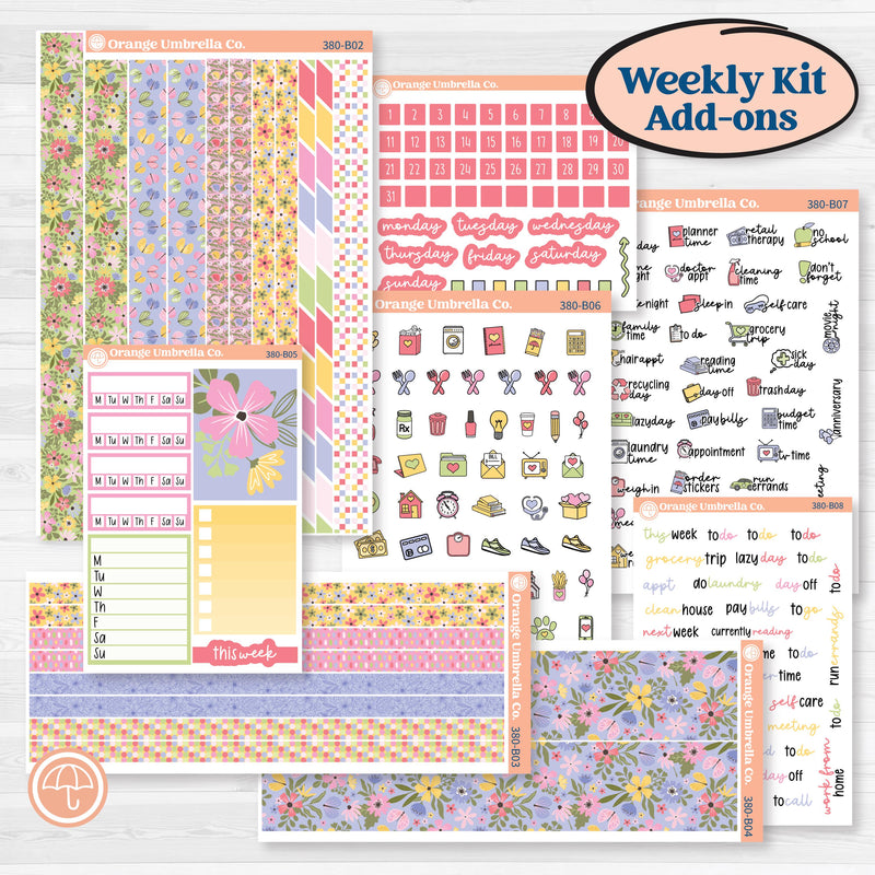 Floral Butterfly Planner Kit | Weekly Add-On Planner Kit Stickers | Spring Up | KIT-380-B