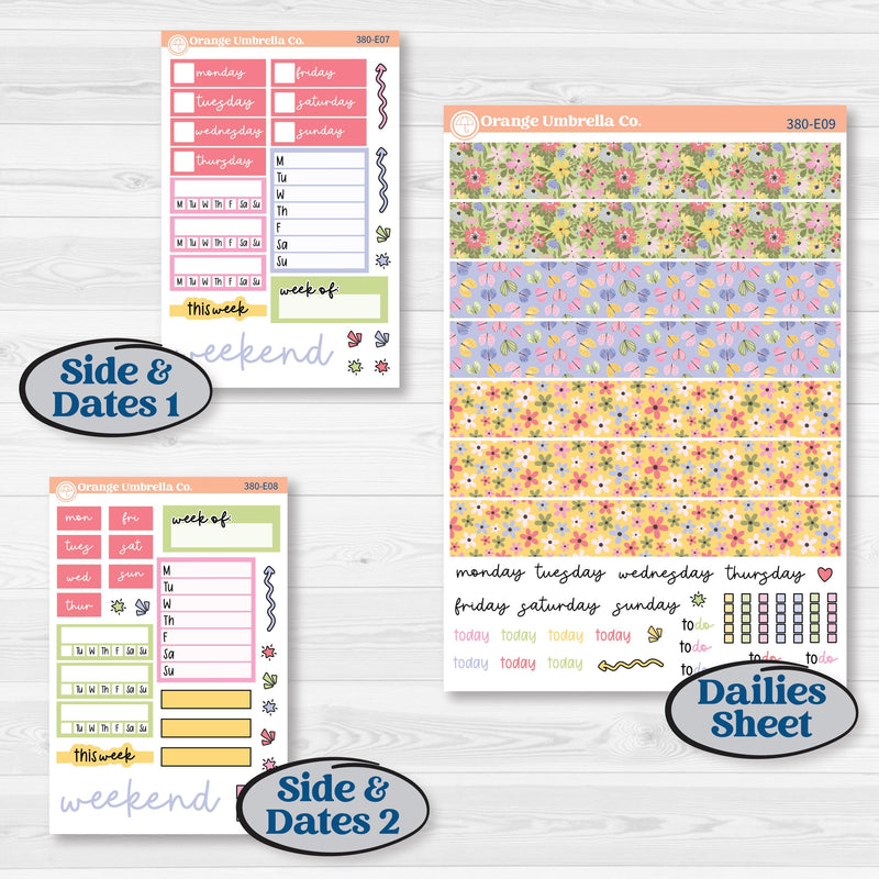 Floral Butterfly Planner Kit | Hobonichi Cousin Weekly & Daily Planner Kit Stickers | Spring Up | KIT-380-E