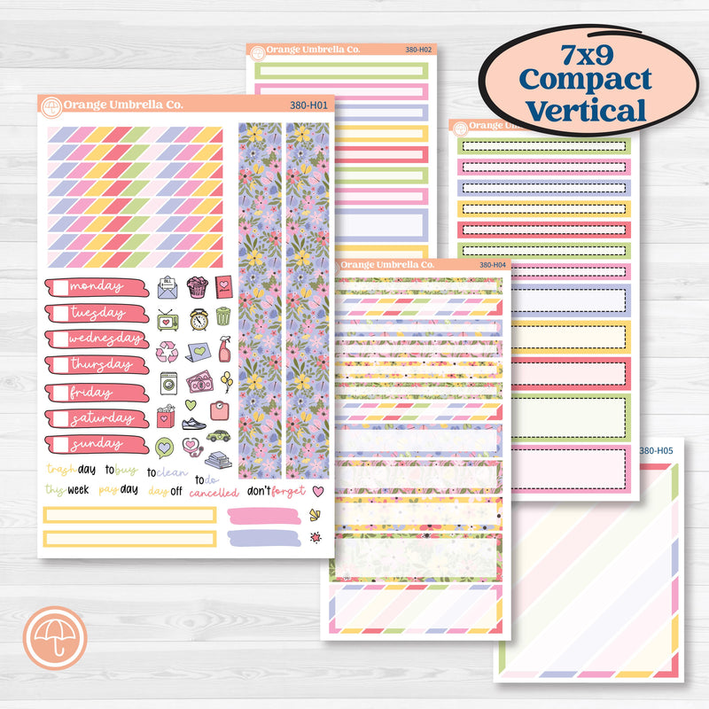 Floral Butterfly Planner Kit | 7x9 Compact Vertical Planner Kit Stickers | Spring Up | KIT-380-H