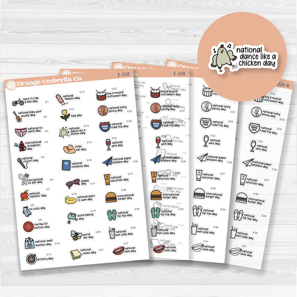 May Wacky Holidays Planner Stickers | F17 | E-328