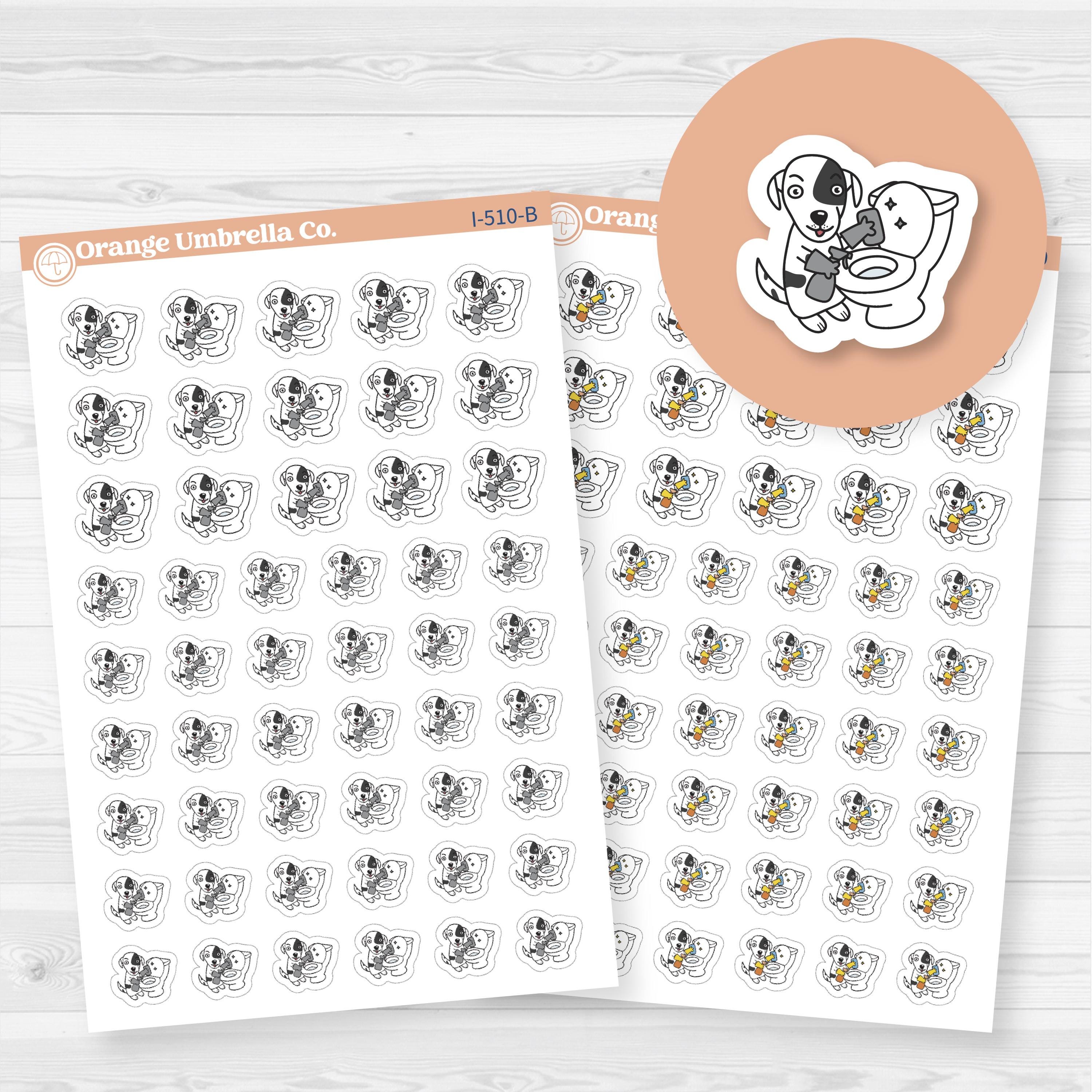 Stella Cleaning Bathroom Toilet | Chore Icons Planner Stickers | I-510