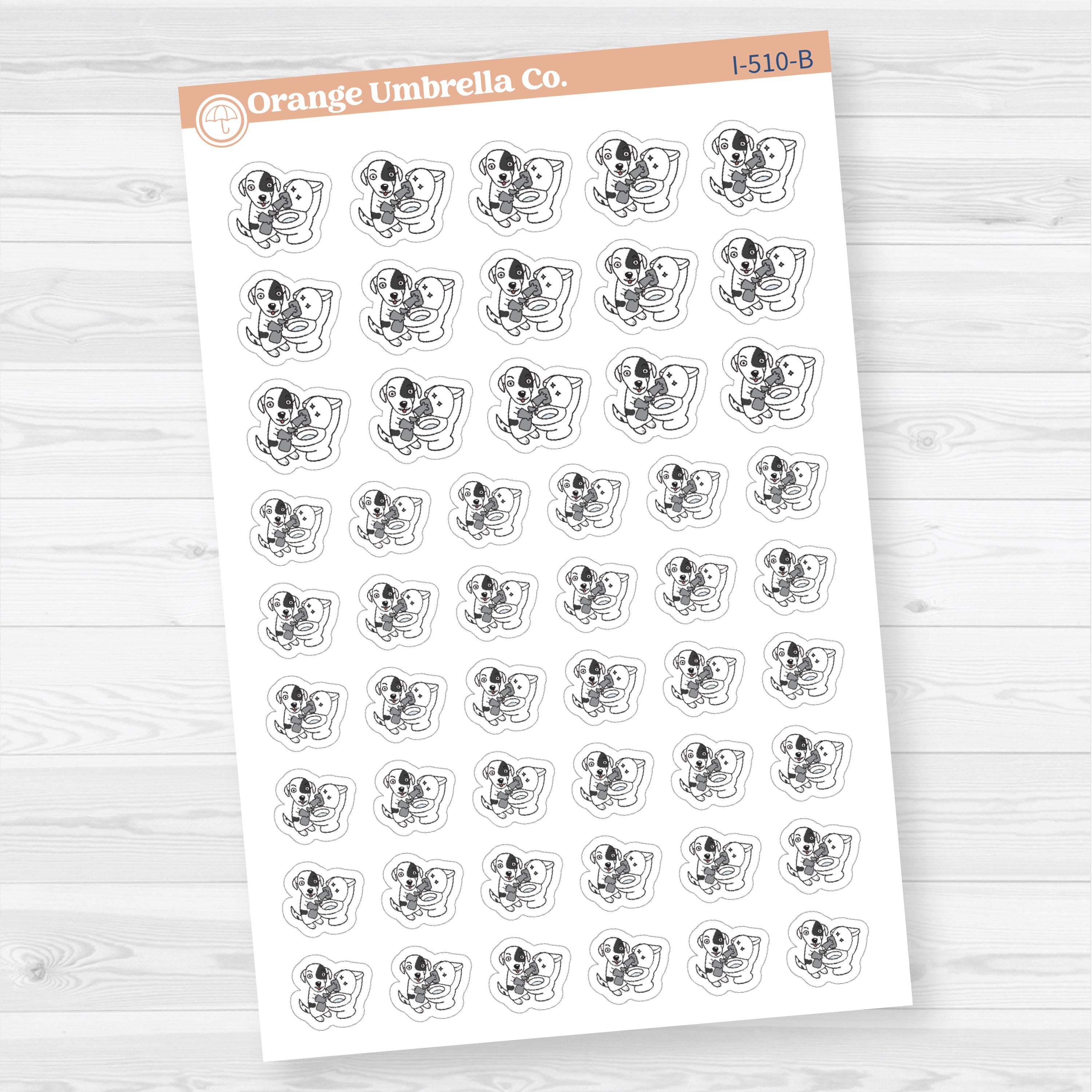 Stella Cleaning Bathroom Toilet | Chore Icons Planner Stickers | I-510