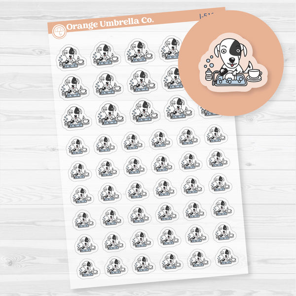 Stella Wash Dishes Chore Icons Planner Stickers | Clear Matte | I-519-BCM