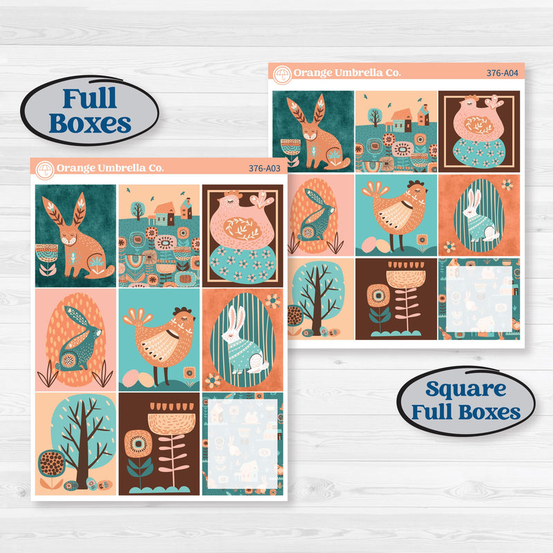 Easter Folk Art Kit | Weekly Sticker Kit for Vertical Planners like Erin Condren | Some Bunny | KIT-376-A