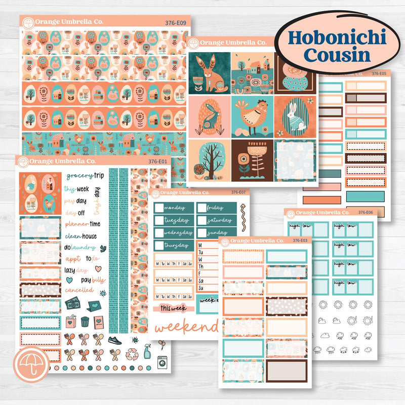 Easter Folk Art Kit | Hobonichi Cousin Weekly & Daily Planner Kit Stickers | Some Bunny | KIT-376-E