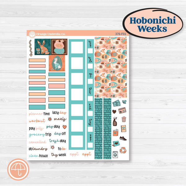 Easter Folk Art Kit | Hobonichi Weeks Weekly Planner Kit Stickers | Some Bunny | KIT-376-F