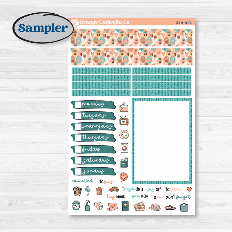 Easter Folk Art Kit | A5 Compact Vertical Planner Kit Stickers for Erin Condren | Some Bunny | KIT-376-G