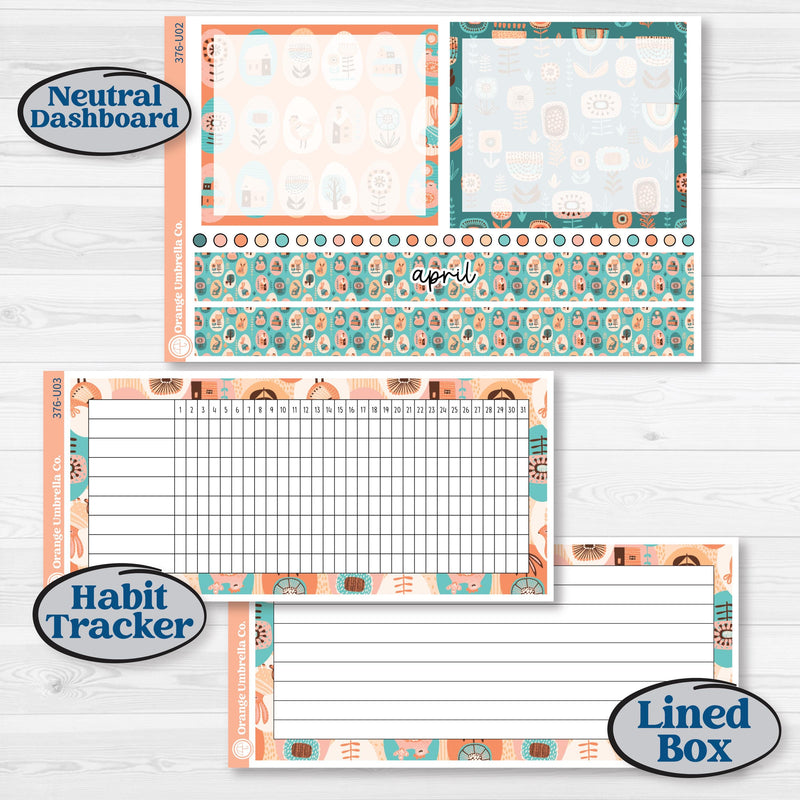 Easter Folk Art Kit | 8.5x11 Plum Monthly & Dashboard Planner Kit Stickers | Some Bunny | KIT-376-U