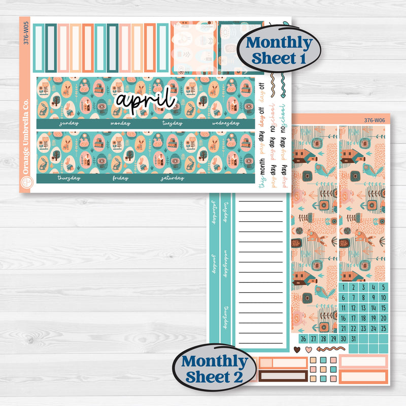 Easter Folk Art Kit | 7x9 Erin Condren Life Planner Monthly & Dashboard Planner Kit Stickers | Some Bunny | KIT-376-W