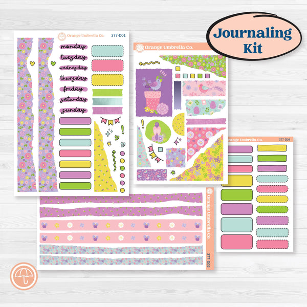 Bird Butterfly and Flower Kit | Journaling Kit Planner Stickers | Very Violet | KIT-377-D