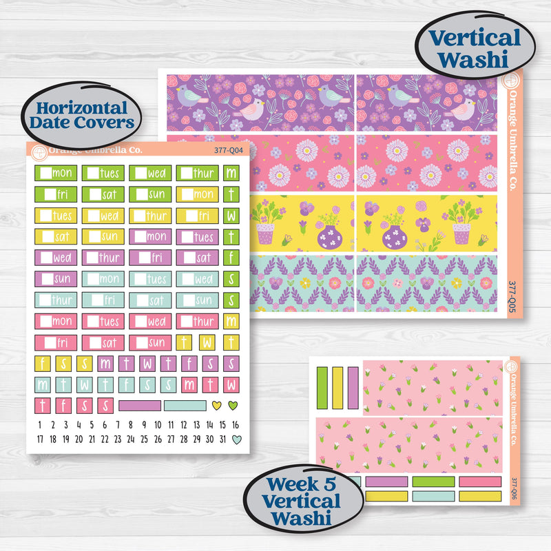 Bird Butterfly and Flower Kit | Laurel Denise Standard Vertical & Horizontal Planner Kit Stickers | Very Violet | KIT-377-Q