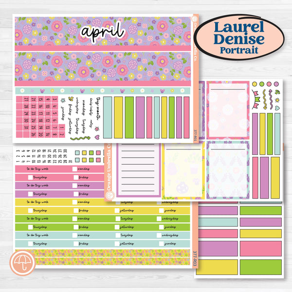 Bird Butterfly and Flower Kit | Laurel Denise Portrait Planner Kit Stickers | Very Violet | KIT-377-R