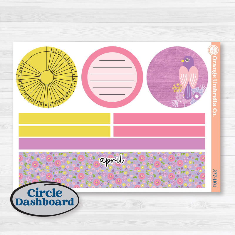 Bird Butterfly and Flower Kit | 8.5x11 Plum Monthly & Dashboard Planner Kit Stickers | Very Violet | KIT-377-U