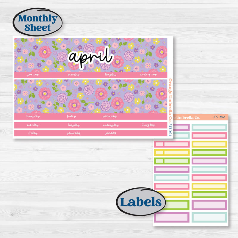 Bird Butterfly and Flower Kit | 8.5 x 11 Erin Condren Monthly Planner Kit Stickers | Very Violet | KIT-377-X