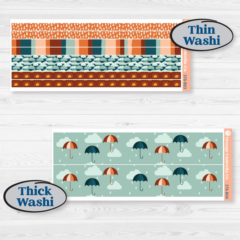 Rainy Day April Kit | Weekly Add-On Planner Kit Stickers | Sun Showers | KIT-378-B