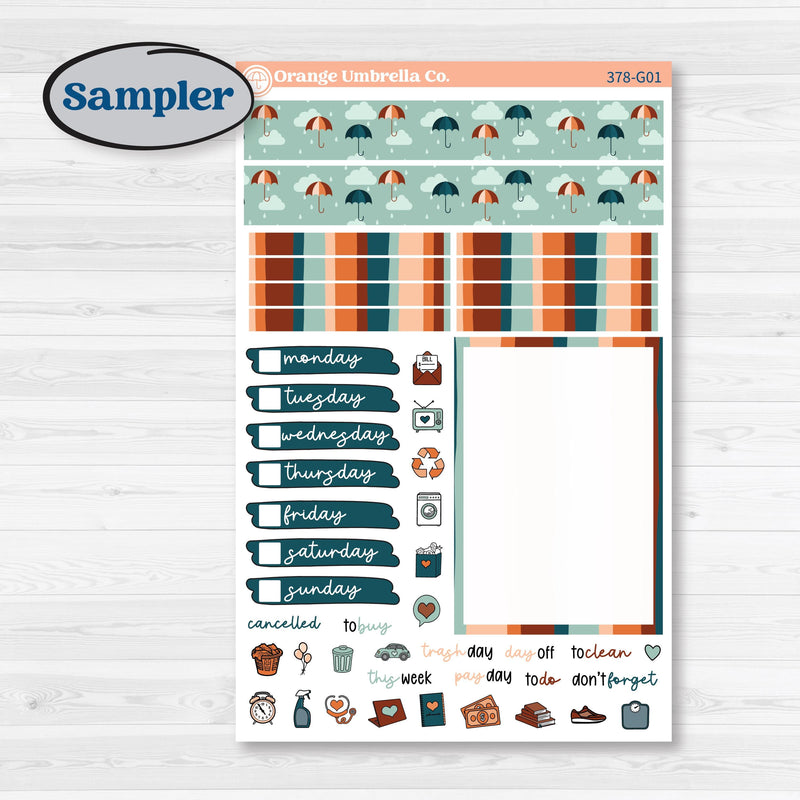 Rainy Day April Kit | A5 Compact Vertical Planner Kit Stickers for Erin Condren | Sun Shower | KIT-378-G