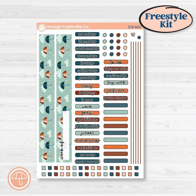 Rainy Day April Kit | Freestyle Kit Any Planner Kit Stickers | Sun Showers | KIT-378-K