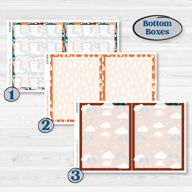 Rainy Day April Kit | 7x9 Erin Condren Daily Duo Planner Kit Stickers | Sun Showers | KIT-378-M