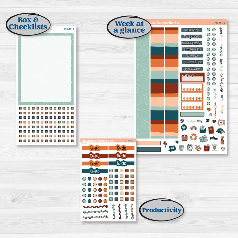 Rainy Day April Kit | 7x9 Erin Condren Daily Duo Planner Kit Stickers | Sun Showers | KIT-378-M