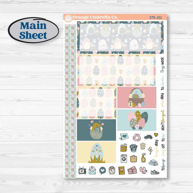 Spring Easter Kit | Plum Vertical Priorities 7x9 Planner Kit Stickers | Eggcellent | KIT-379-J