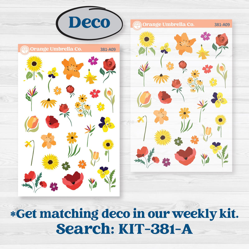 Spring or Summer Floral Kit | Journaling Kit Planner Stickers | Flower Garden | KIT-381-D