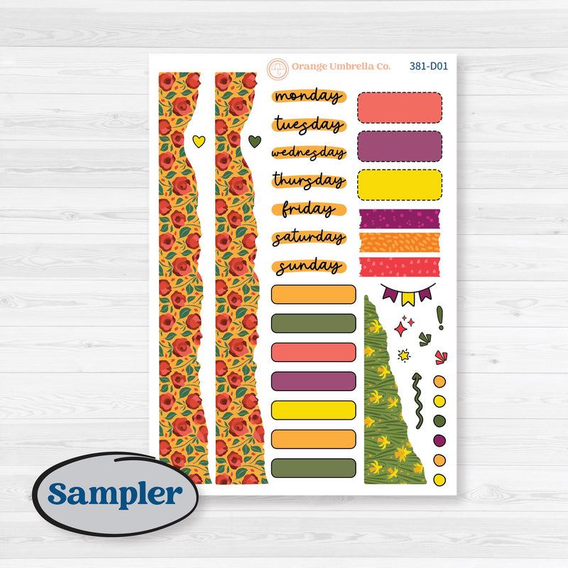 Spring or Summer Floral Kit | Journaling Kit Planner Stickers | Flower Garden | KIT-381-D