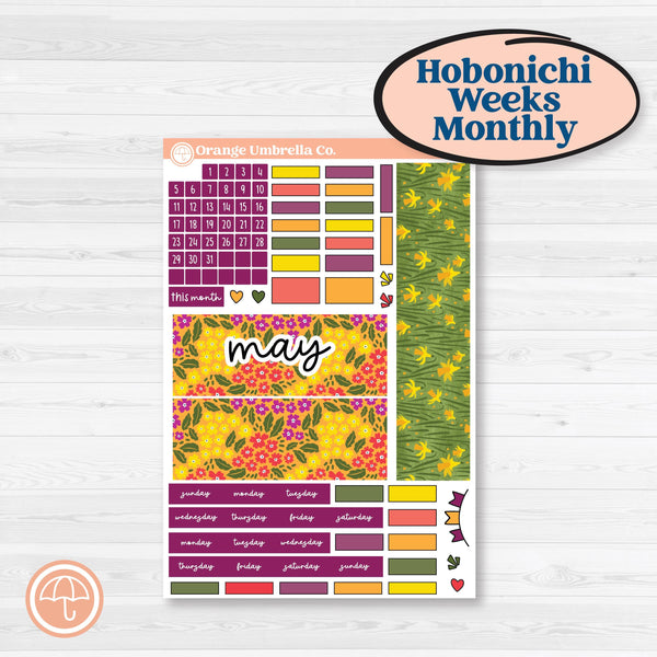 Spring or Summer Floral Kit | Hobonichi Weeks Monthly Planner Kit Stickers | Flower Garden | KIT-381-Z