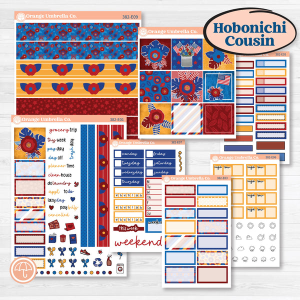 Floral Memorial Day Kit | Hobonichi Cousin Weekly & Daily Planner Kit Stickers | Brave | KIT-382-E